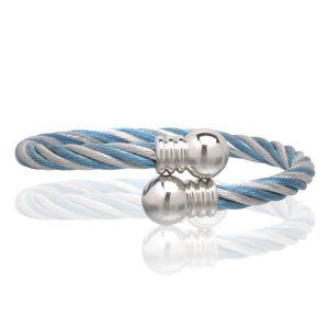 Silver Blue Magnetic Traditional Ball Bracelet Energy Cuff Bangle